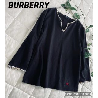 バーバリー(BURBERRY)のBURBERRY バーバリー　刺繍ありカットソー　ノバチェックライン(カットソー(長袖/七分))