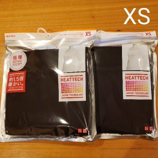 ユニクロ(UNIQLO)のユニクロ　エクストラウォーム　極暖　UネックT　八分袖　ブラック　XS(アンダーシャツ/防寒インナー)