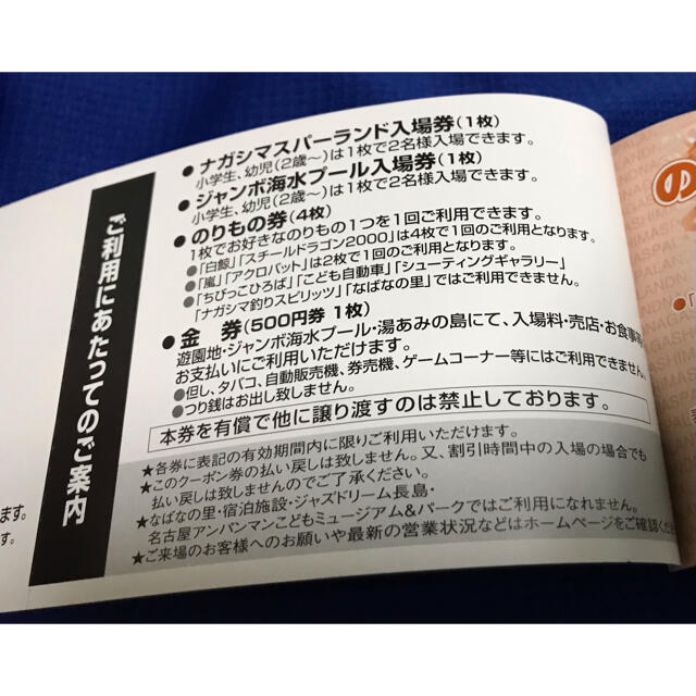 ナガシマ　長島　ワイドクーポン　2冊　ジャンボ海水プール　スパーランド