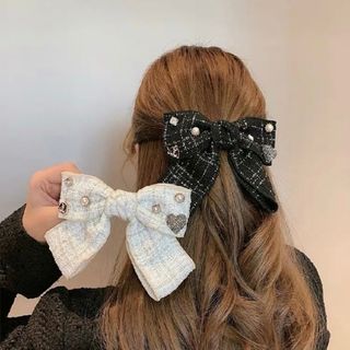 《即納》ツイード リボン バレッタ ヘアアクセサリー(バレッタ/ヘアクリップ)