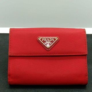 プラダ(PRADA)の【 PRADA】美品　プラダ TESSUTO Wホック 財布 ナイロン 赤(財布)