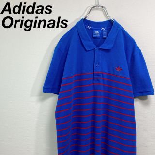 アディダス(adidas)の古着 アディダス オリジナルス ポロシャツ XO ボーダー柄 トレフォイルマーク(Tシャツ/カットソー(半袖/袖なし))