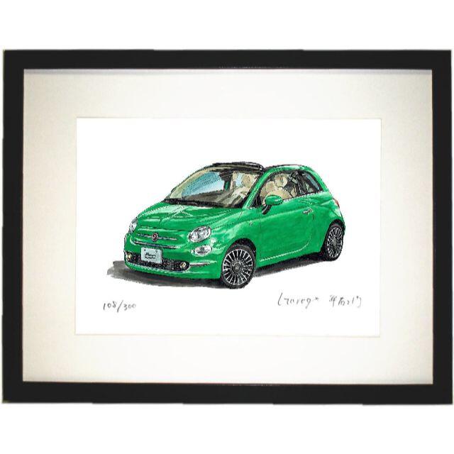 エンタメ/ホビーGC-1402 FIAT 500C限定版画直筆サイン額装●作家平右ヱ門