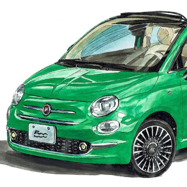 GC-1402 FIAT 500C限定版画直筆サイン額装●作家平右ヱ門 2