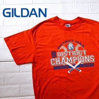 ギルタン(GILDAN)の【ＧILDAN】Tシャツ　オレンジ　Lサイズ　メンズ　アメリカ古着(Tシャツ/カットソー(半袖/袖なし))