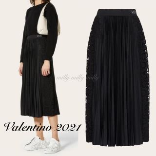 ヴァレンティノ(VALENTINO)の【VALENTINO】2021人気完売VLTNレースプリーツスカート(ロングスカート)