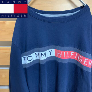 トミーヒルフィガー(TOMMY HILFIGER)のTommyHilfiger ロングTシャツ ネイビー 紺色 ビッグシルエット(Tシャツ/カットソー(七分/長袖))