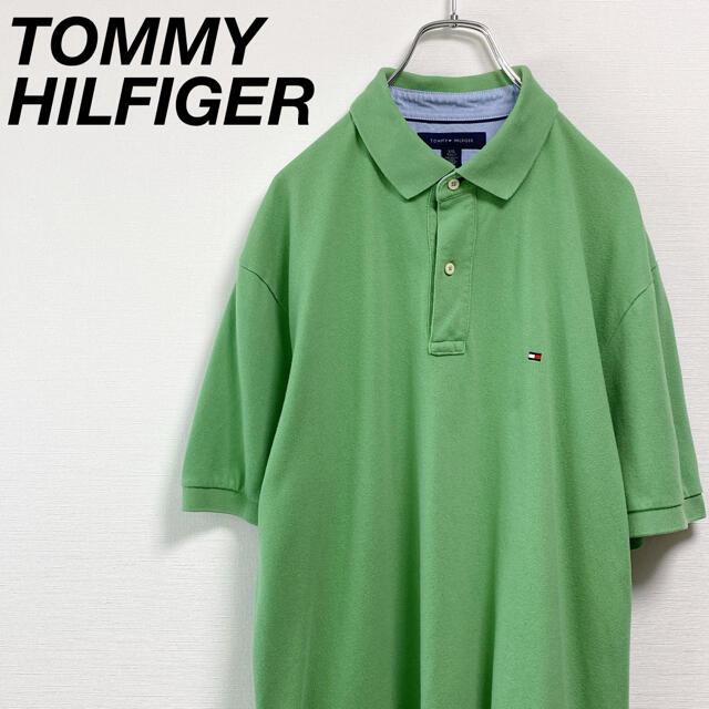 TOMMY HILFIGER(トミーヒルフィガー)の古着 トミーヒルフィガー  ポロシャツ L 半袖 刺繍ロゴ フラッグロゴ メンズのトップス(ポロシャツ)の商品写真