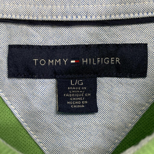 TOMMY HILFIGER(トミーヒルフィガー)の古着 トミーヒルフィガー  ポロシャツ L 半袖 刺繍ロゴ フラッグロゴ メンズのトップス(ポロシャツ)の商品写真