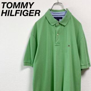 トミーヒルフィガー(TOMMY HILFIGER)の古着 トミーヒルフィガー  ポロシャツ L 半袖 刺繍ロゴ フラッグロゴ(ポロシャツ)