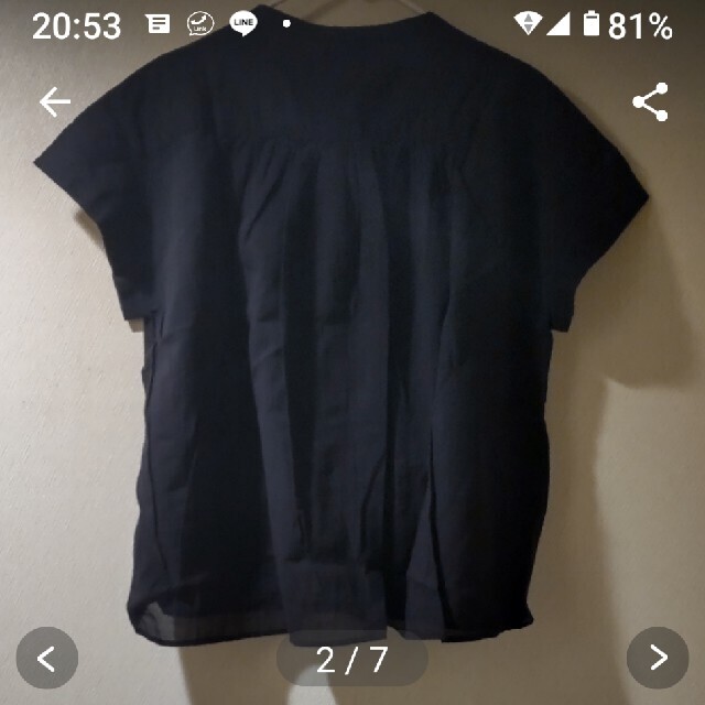 MUJI (無印良品)(ムジルシリョウヒン)のフレンチスリーブブラウスM-L　黒 レディースのトップス(シャツ/ブラウス(半袖/袖なし))の商品写真