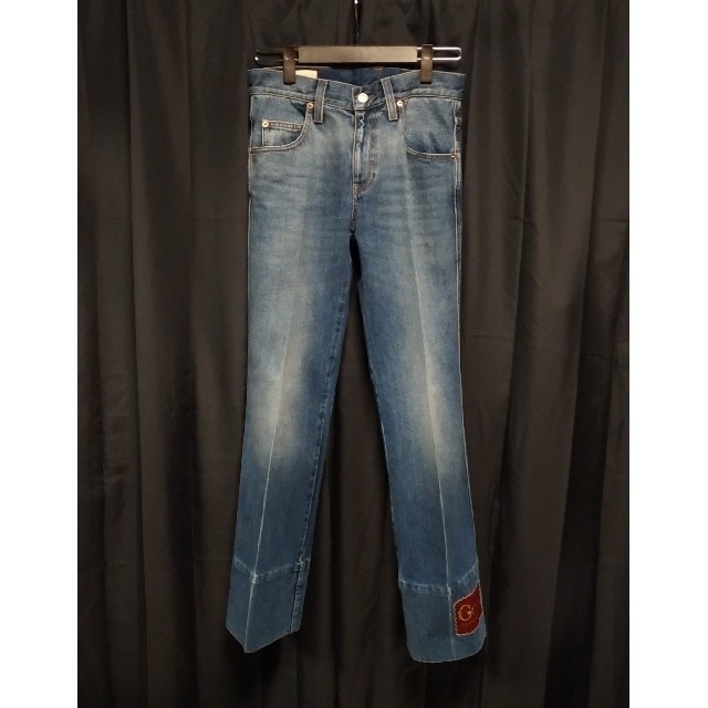 メーカー直売】 Gucci フレアデニムパンツ マーブルウォッシュ ラベル