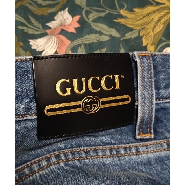 GUCCI - GUCCI 20SS ラベルパッチ マーブルウォッシュ フレア GUCCI - GUCCI 20SS ラベルパッチ マーブルウォッシュ フレア