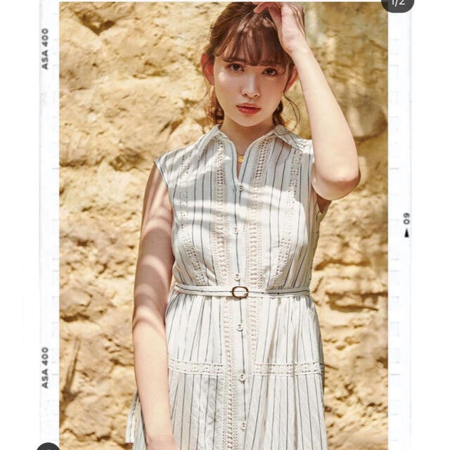 Lace Trimming Stripe shirt dressの通販 by しーちゃん's shop｜ラクマ