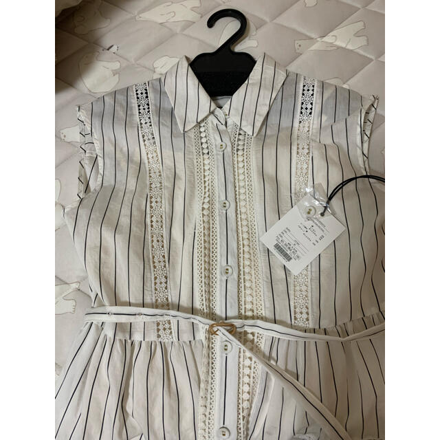 Lace Trimming Stripe shirt dressの通販 by しーちゃん's shop｜ラクマ