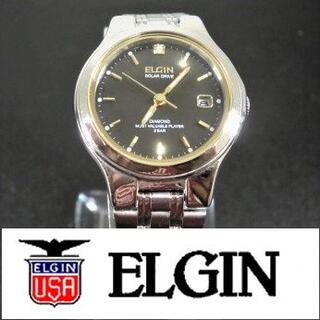 エルジン(ELGIN)の【稼働極美品】ELGIN　レディースソーラー腕時計　ダイヤ入り(腕時計)