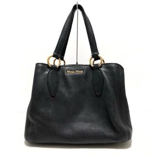 ミュウミュウ(miumiu)のミュウミュウ トートバッグ - 黒 レザー(トートバッグ)