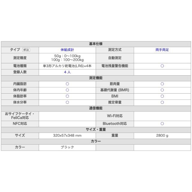 TANITA(タニタ)の【新品未使用】TANITA体組成計　最高峰モデル RD-800　 スマホ/家電/カメラの美容/健康(体重計/体脂肪計)の商品写真