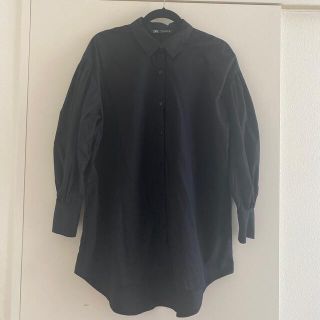 ザラ(ZARA)のzara シャツワンピース　チュニック　ブラック　s  黒(チュニック)