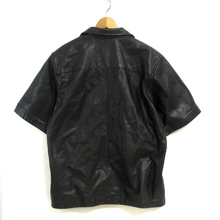 ディーゼル 2021年 シャツ ジャケット 半袖 レザー 牛革 黒 IBO13