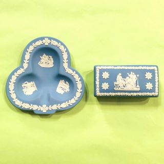 ウェッジウッド(WEDGWOOD)の美品＊ウェッジウッド　ジャスパーウェア 小物入れ&小皿2個セット(小物入れ)