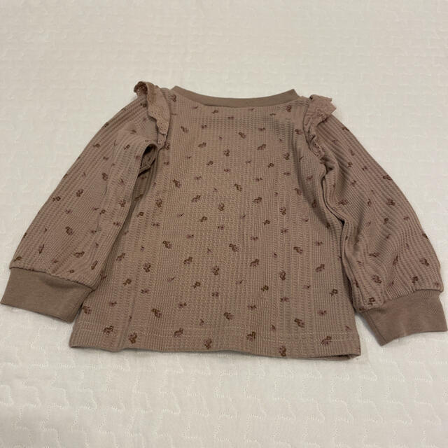 ワッフル花柄長袖80 キッズ/ベビー/マタニティのベビー服(~85cm)(シャツ/カットソー)の商品写真