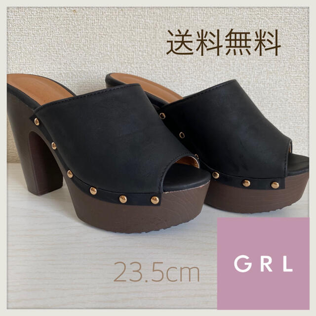 CELINE☆レザー ムートン スタッズ ウッド ミュール サンダル23相当-