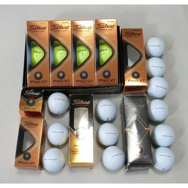 新品 PRO V1　イエロー12個と白のいろいろ12個の計24個のゴルフボール