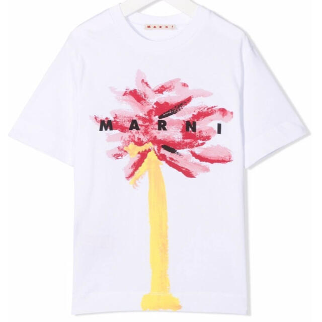 Marni(マルニ)の【新作】マルニ　パームツリーTシャツ　ホワイト×ピンク　14 レディースのトップス(Tシャツ(半袖/袖なし))の商品写真