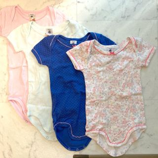 プチバトー(PETIT BATEAU)のプチバトー　肌着　ロンパース　4枚セット　80サイズ(肌着/下着)