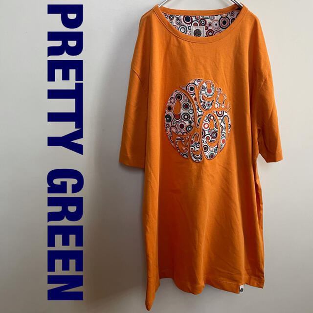 pretty green ロゴ　Tシャツ　オレンジ