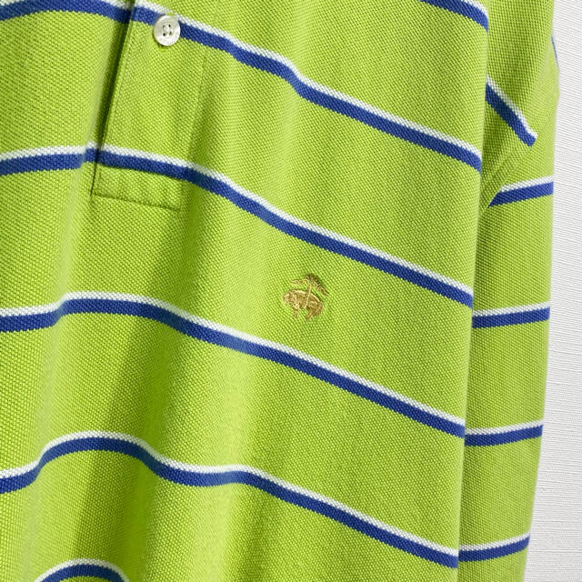 Brooks Brothers(ブルックスブラザース)の古着 ブルックスブラザーズ ポロシャツ L 半袖 刺繍ロゴ ボーダー柄 メンズのトップス(ポロシャツ)の商品写真