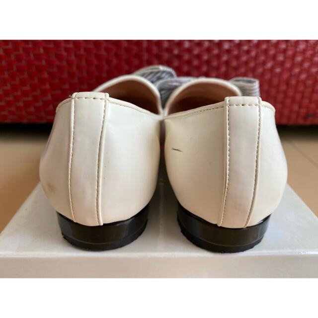 MERCURYDUO(マーキュリーデュオ)のMERCURYDUO マーキュリーデュオ　ボーダーBIGリボンパンプス　靴　白 レディースの靴/シューズ(ハイヒール/パンプス)の商品写真