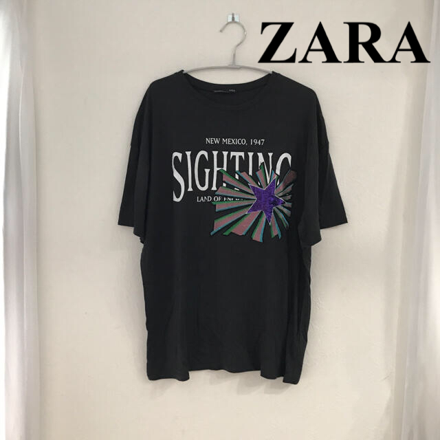 ZARA(ザラ)のZARAザラスパンコール星柄Tシャツ大きめサイズ レディースのトップス(Tシャツ(半袖/袖なし))の商品写真