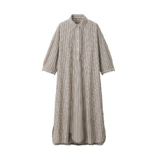 ムジルシリョウヒン(MUJI (無印良品))の無印良品 ワッシャーポプリン七分袖ワンピース(ひざ丈ワンピース)