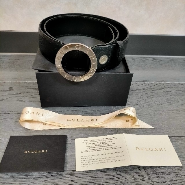 BVLGARI (ブルガリ)ベルト メンズ ブラック レザーロゴマニアバックル