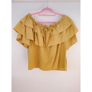 ダブルクローゼット(w closet)のwcloset オフショル　半袖トップス　夏　フリル　リボン(カットソー(半袖/袖なし))