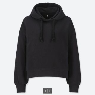 ユニクロ(UNIQLO)のUNIQLO購入⚫️ スウェットクロップドプルパーカ（長袖） 美品✨(パーカー)