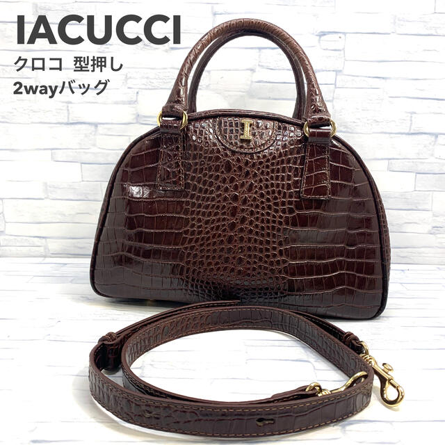 美品 イアクッチ クロコ 型押し 2way ハンドバッグ ショルダー バッグ