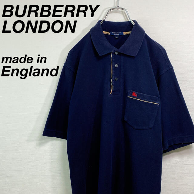 BURBERRY(バーバリー)の英国製 古着 バーバリー ロンドン ポロシャツ M ノバチェック ワンポイント メンズのトップス(ポロシャツ)の商品写真