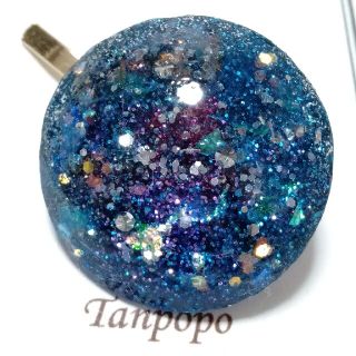 人気の ポニーフック★ ハンドメイド☆ レジン☆ キラキラ 宇宙 オーロラ★ L(ヘアアクセサリー)