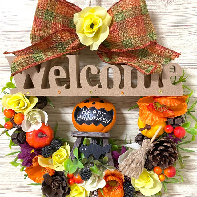 専用】ハロウィン HalloWeen ウェルカム Welcome リース ★ ハンドメイドのフラワー/ガーデン(リース)の商品写真