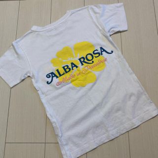 アルバローザ(ALBA ROSA)のアルバローザ　半袖Ｔシャツ　キッズM 大人Sサイズくらい　ハイビスカス　ロゴ(Tシャツ(半袖/袖なし))