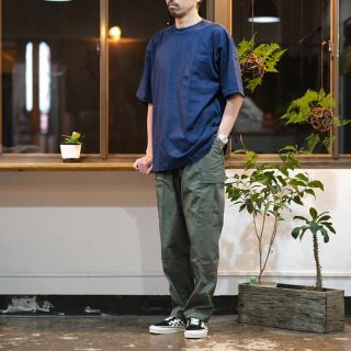 ダブルアールエル(RRL)のCAMBER  POCKET-TEE　Uネック USA製 NAVY(Tシャツ/カットソー(半袖/袖なし))