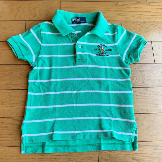 POLO RALPH LAUREN(ポロラルフローレン)のラルフローレン　ポロシャツ　ボーイズ　グリーン　ストライプ キッズ/ベビー/マタニティのキッズ服男の子用(90cm~)(Tシャツ/カットソー)の商品写真