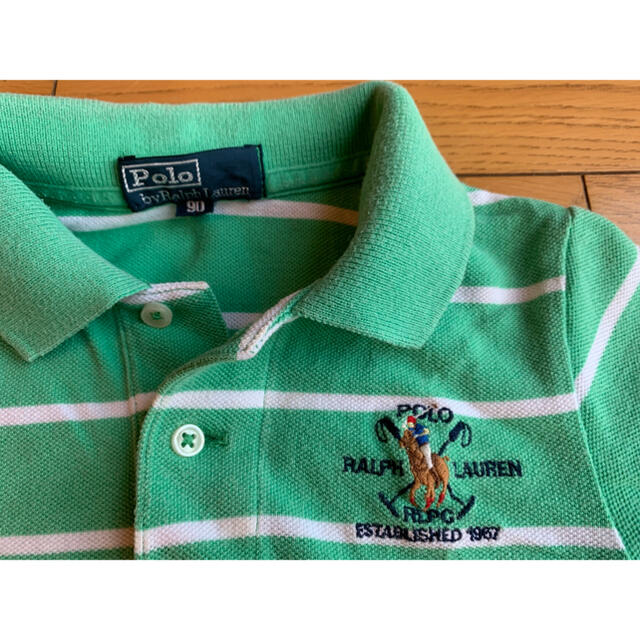 POLO RALPH LAUREN(ポロラルフローレン)のラルフローレン　ポロシャツ　ボーイズ　グリーン　ストライプ キッズ/ベビー/マタニティのキッズ服男の子用(90cm~)(Tシャツ/カットソー)の商品写真