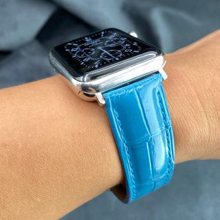 Apple Watch - 新色 グロススカイブルークロコダイルベルト本革型