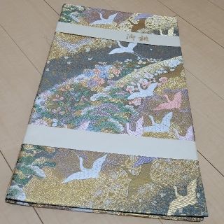 京都西陣 織元謹製 袋帯 正絹 着物 花鳥 鶴 素材 リメイク(帯)