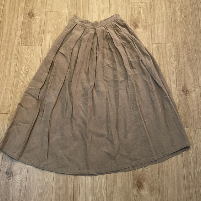 antiqua(アンティカ)のAntiqua アンティカ　リネン　ロング　スカート　カーキ　ベージュ レディースのスカート(ロングスカート)の商品写真