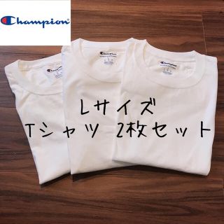 チャンピオン(Champion)の【訳あり】2枚 チャンピオン メンズ 半袖 Tシャツ トップス 白T 洋服 L(Tシャツ/カットソー(半袖/袖なし))